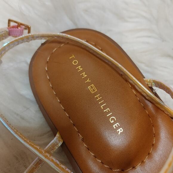 Tommy Hilfiger Iridescent Size 7.5 Pink Sandals Cushion Flats Summer Shiny - Picture 7 of 7